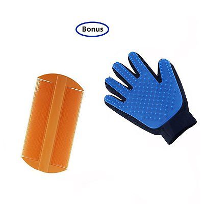 2 Pack  Flea Comb for Dogs and Cats with Pet Grooming Glove for Dog, Shedding Gl