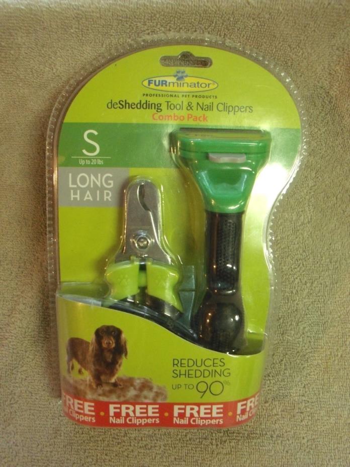 FURminator DeShedding Brush Long Hair Small Dogs Up to 20 Lbs With Nail Clippers