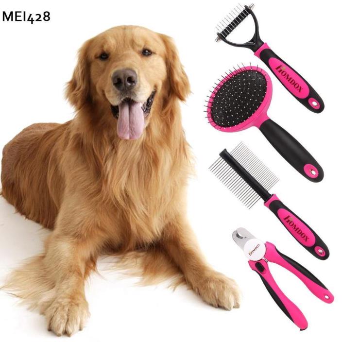 Homdox 4pcs/Dog Grooming Kit-Best Combing,Nail trimming,and Brush M4I2