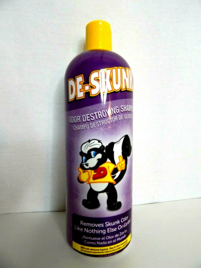 NEW De-Skunk Odor Destroying Pet Shampoo Removes Skunk Odor 32oz.