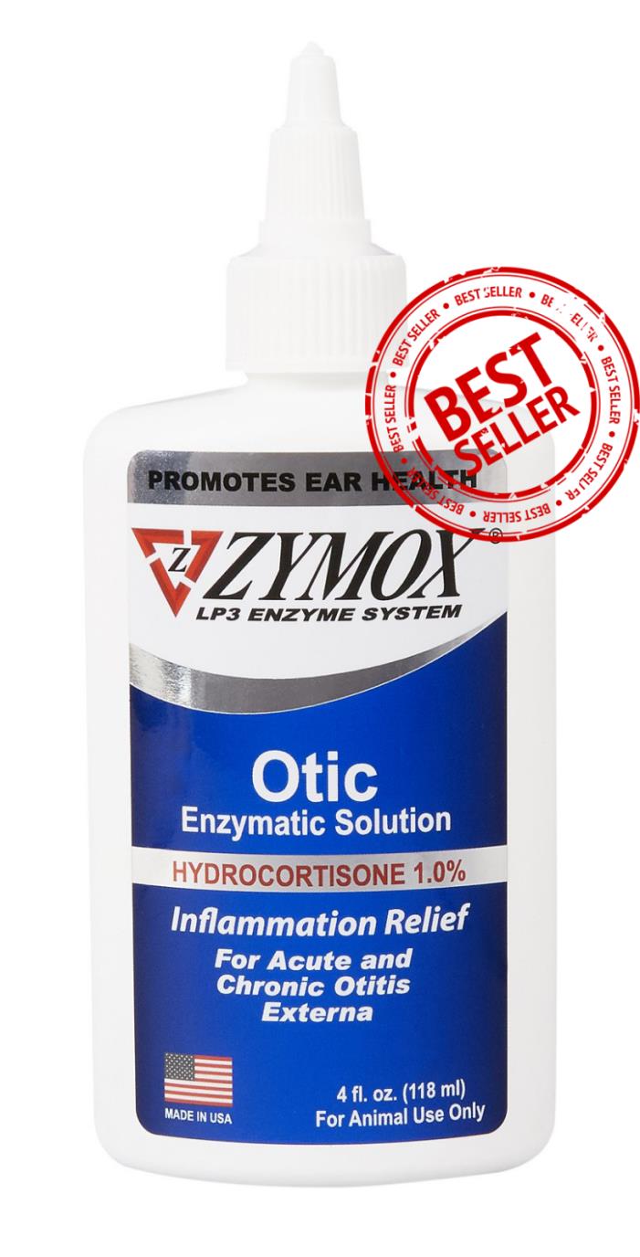 Zymox Otic Pet Ear Treatment with Hydrocortisone- 4-oz bottle