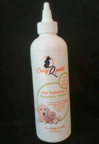 Curly Q Pets Ear Solution Cucumber Melon (water-based) For Dogs / Cats 8oz