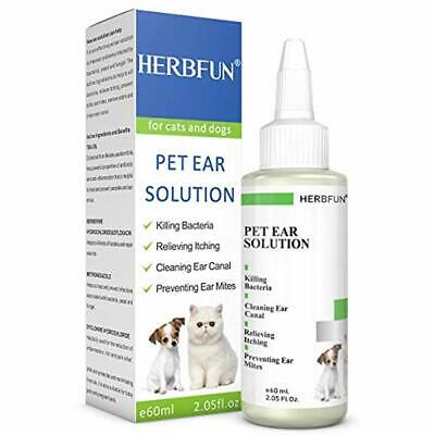 Herbfun Dog Cat Ear Cleaner:Dog Ear Infection Treatment Drops Ear Canal Wax Gift