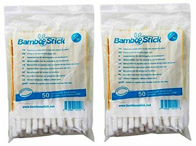 H3D BambooXL502 Bamboo Stick Cotton Buds for Cleaning Dog's Ear Double 50 Pack