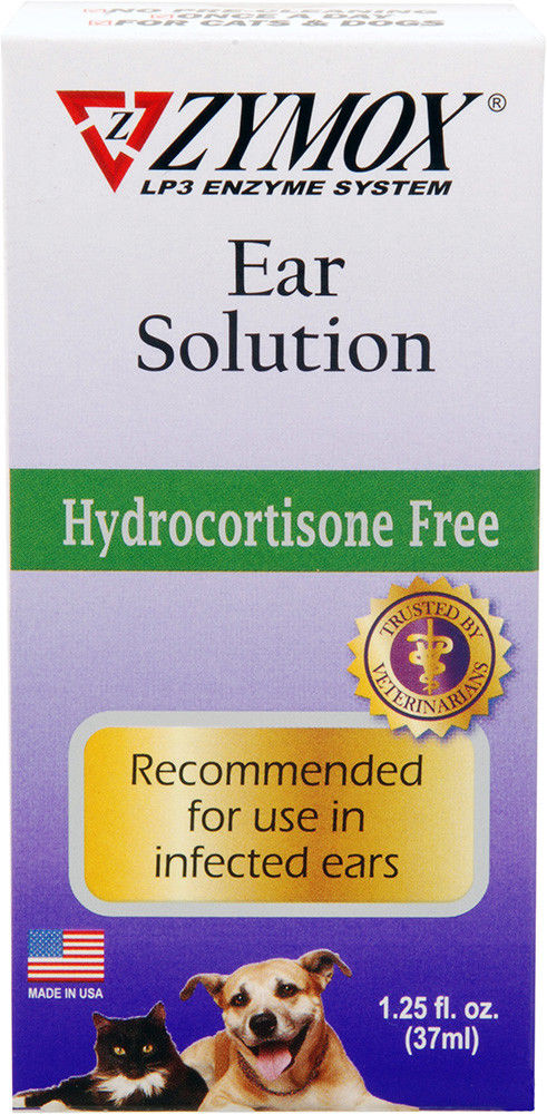 Zymox Enzymatic Ear Solution for Dogs and Cats  - Hydrocortisone Free - 1.25 oz