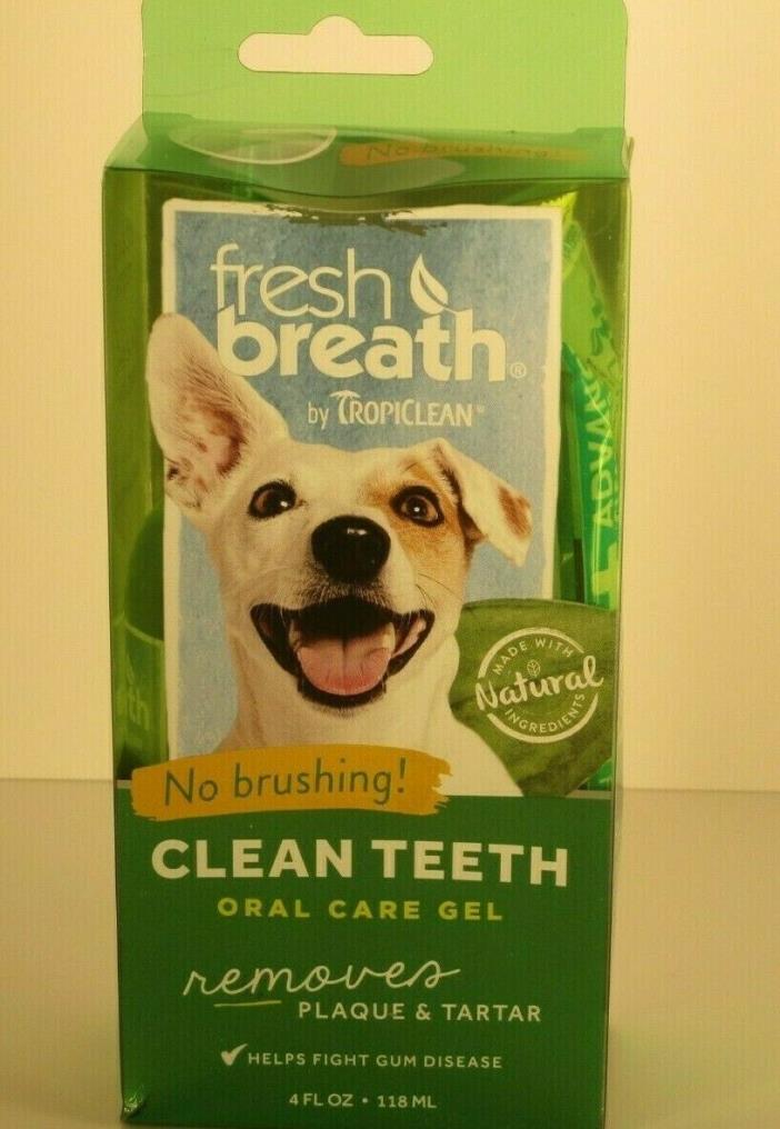 TropiClean Fresh Breath Plaque Remover Cat and Dog Clean Teeth Gel Kit 4 oz