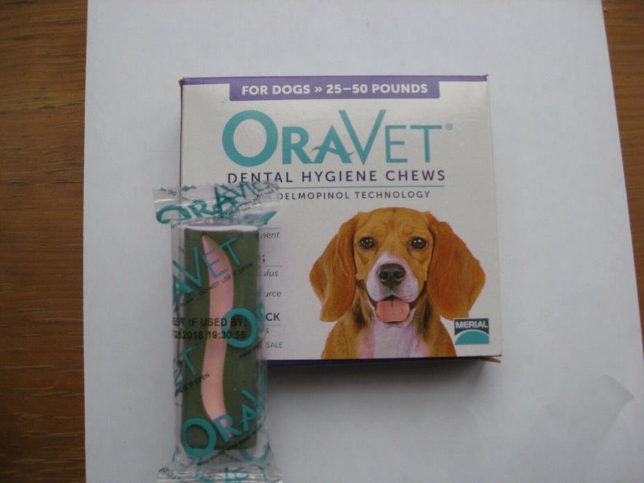 30 OraVet Dental Hygiene Chews for Dogs 25-50 Lbs. , Best by 7/28/2018