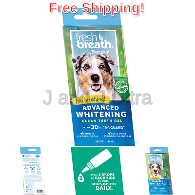 Fresh Breath by TropiClean No Brushing Oral Care Gel for Dogs With Advanced W...