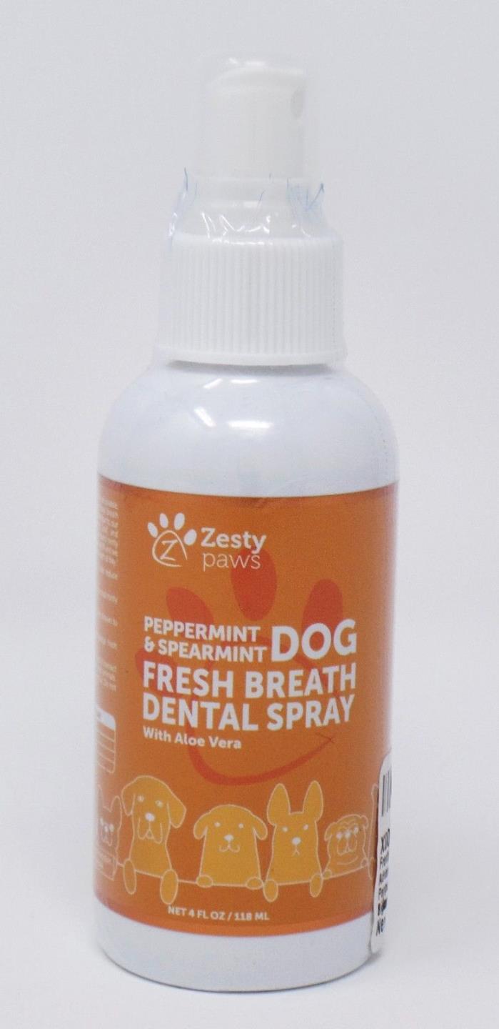 Zesty Paws Peppermint & Spearmint Fresh Breath Dog Dental Spray 4 oz / 118ML New