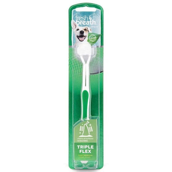 TropiClean Fresh Breath Oral Dental Care Triple Flex Toothbrush Dog