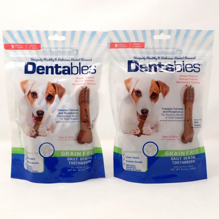 Dentables Tooth Cleaning Dog Treats Grain-Free Daily Dental Chews 15-30 lbs 2pk