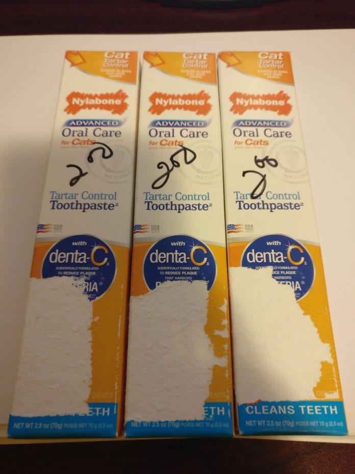 LOT OF (X3) Nylabone Denta-C Pet Advanced Oral Care Toothpaste for CATS Tartar