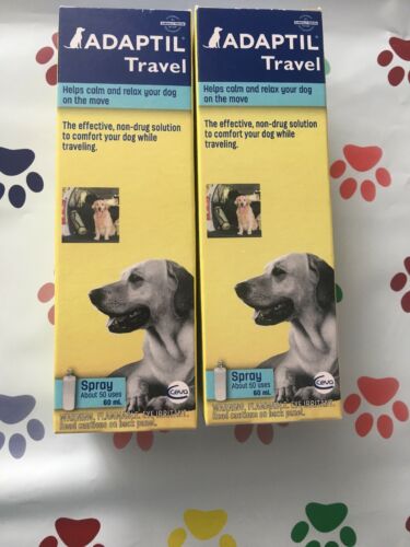 SET OF TWO NEW Adaptil Travel Calming Spray for Dogs - 60 mL each