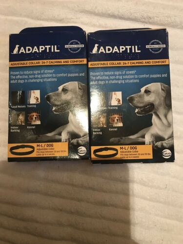 ADAPTIL ADJUSTABLE COLLAR FOR DOGS M/L 23-110lbs CALMING & COMFORT LOT OF 2 NEW