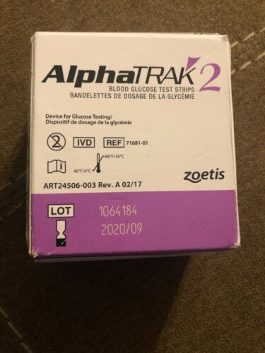 Zoetis / Abbott Alphatrak 2 Dog / Cat Test Strips 50 Blood Glucose Test Strips
