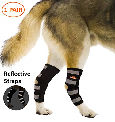 NeoAlly Dog Back Leg Braces [Pair] Canine Hind Hock Sleeves with Safety Straps L