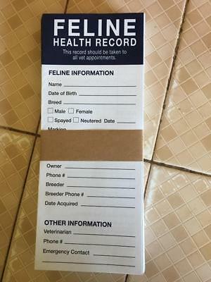 10 Feline Cat Kitten Health Record Vaccine Shot Folder Booklet FREE SHIPPING