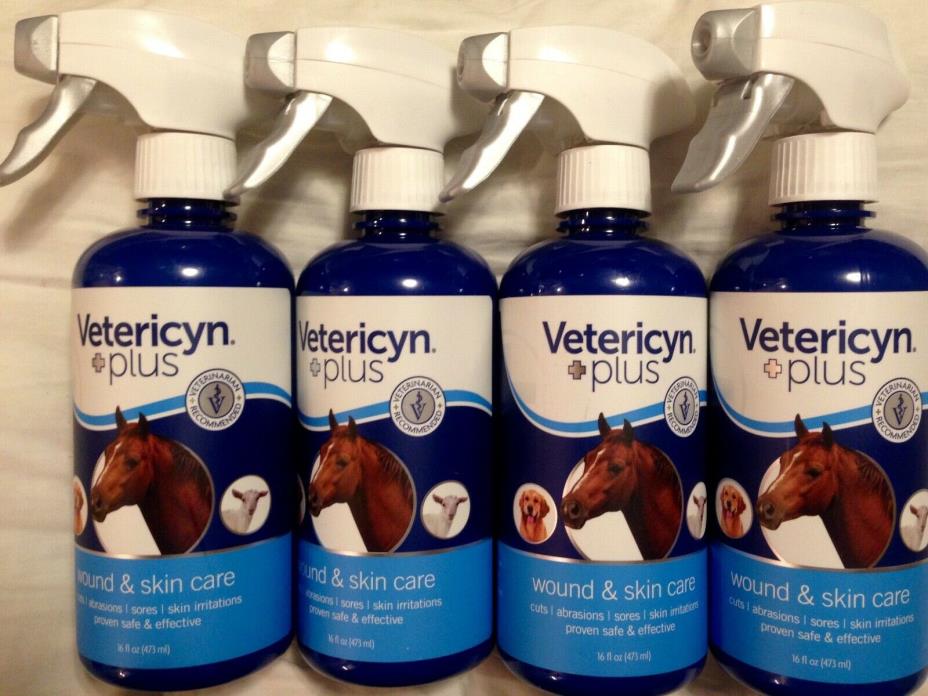 VETERICYN PLUS WOUND AND SKIN CARE-16oz BOTTLES- LOT OF 4