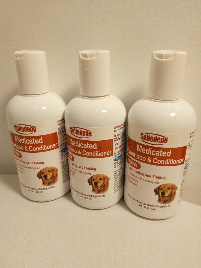 X3 Sulfodene Medicated Shampoo & Conditioner for Dogs Stops Itching Expired 3/16