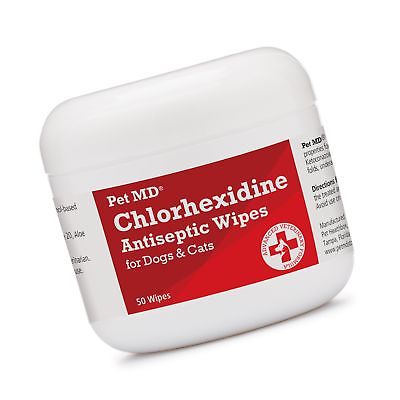 Pet MD Chlorhexidine Wipes with Ketoconazole and Aloe for Cats and Dogs, 50 C...