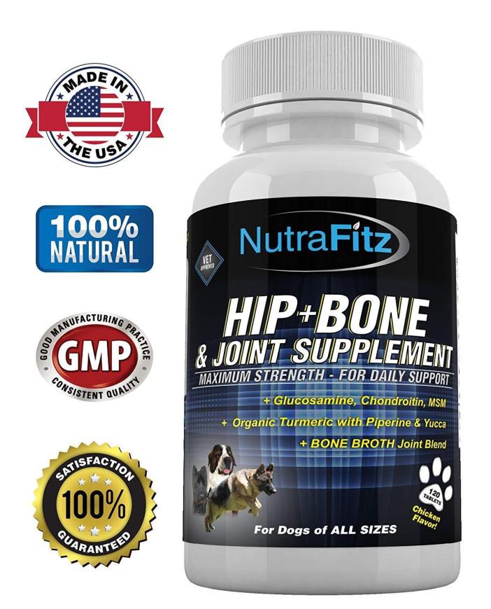 Hip Bone and Joint Supplement for Dogs -Glucosamine Chondroitin for Dogs, MSM, O