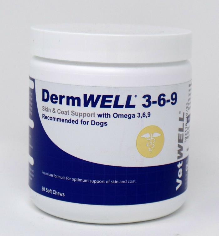 DermWELL | Omega 3-6-9 Fish Oil Soft Chews 60 Count | VetWELL Dry Skin Treatment