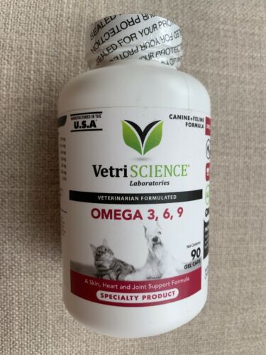 VetriScience - Omega 3,6,9-Skin, Heart, Joint Support for Dog & Cats-90 gel caps