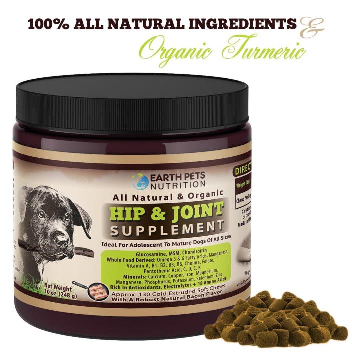 Earth Pets Nutrition ALL NATURAL DOG HIP & JOINT SUPPLEMENT Adolescent to Mature