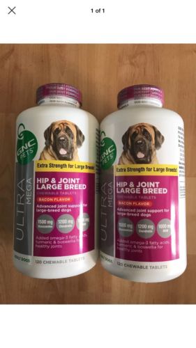 2 Bottles GNC PETS Large Breed Hip&Joint GLUCOSAMINE 2X120 240 Tablets Total