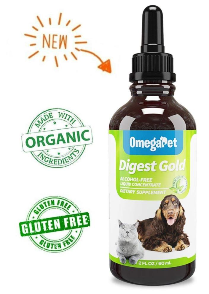 Digestion Aid for Cats & Dogs OmegaPet Liquid Digest Gold Made W/ Organic Herbs