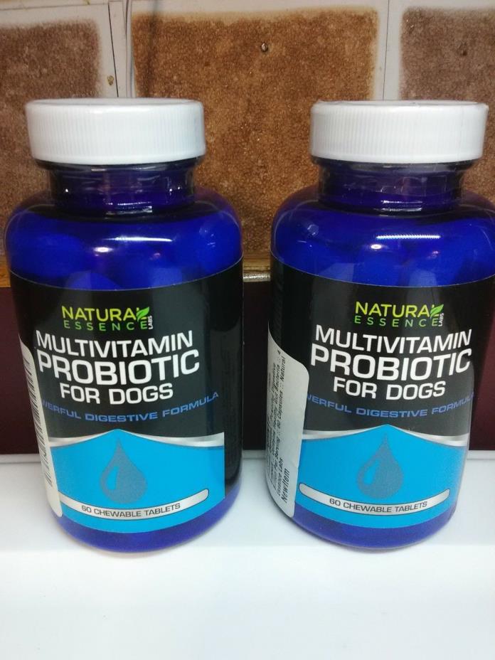 Dogs Multivitamin probiotic Natural Essence Digestion LOT- 2- 60 Chewables 2/20