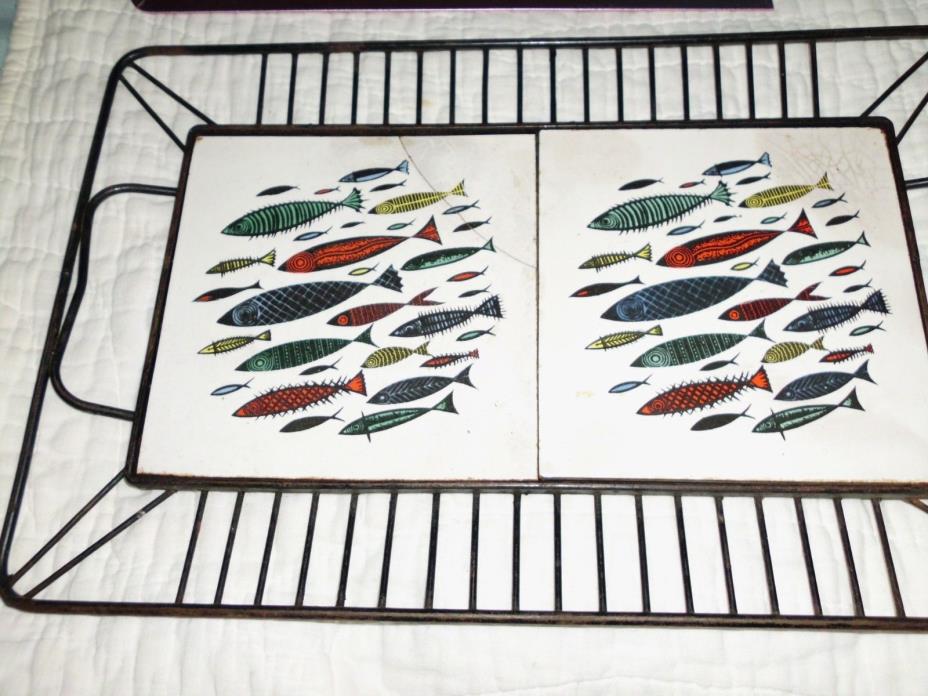 Tray, Retro, Vintage, Fish Motif, From late 1950's/early 1960's, tile, mid centu