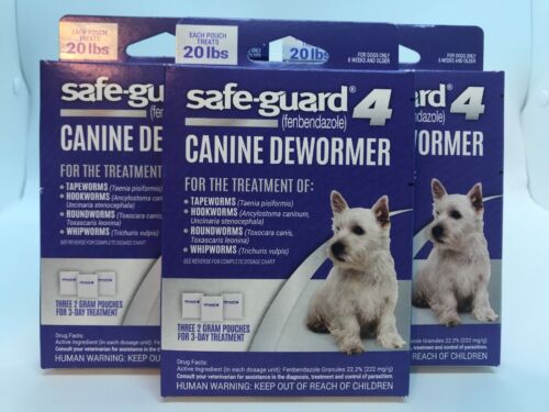SafeGuard 4 Canine DeWormer New Lot of 3 Boxes Expiration 12/2019 Free Ship I