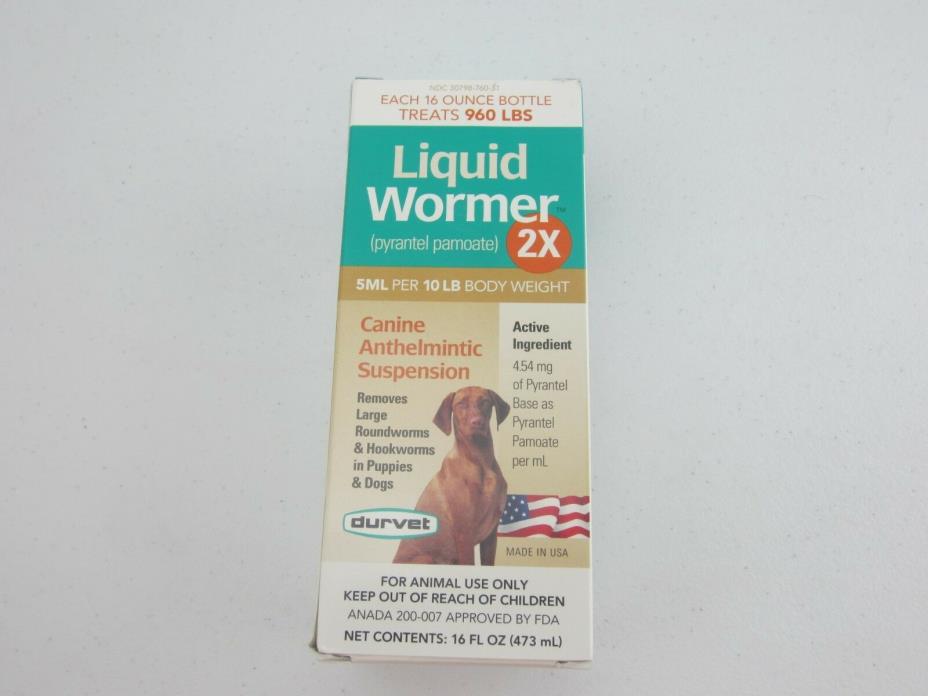 Durvet Liquid Wormer Pyrantel Pamoate Hookworms Round Worms Dogs Suspension 16oz