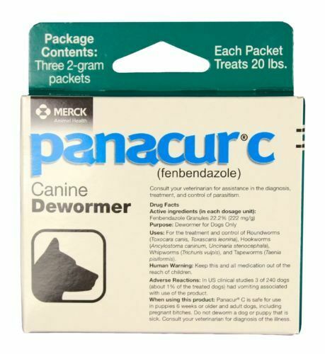 Panacur C Canine Dewormer Dogs Each Packet Treats 20 lbs (3 Packets) EXP: 4/19