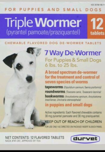 Durvet 12-Pack Triple Wormer Tablets for Puppies and Small Dogs