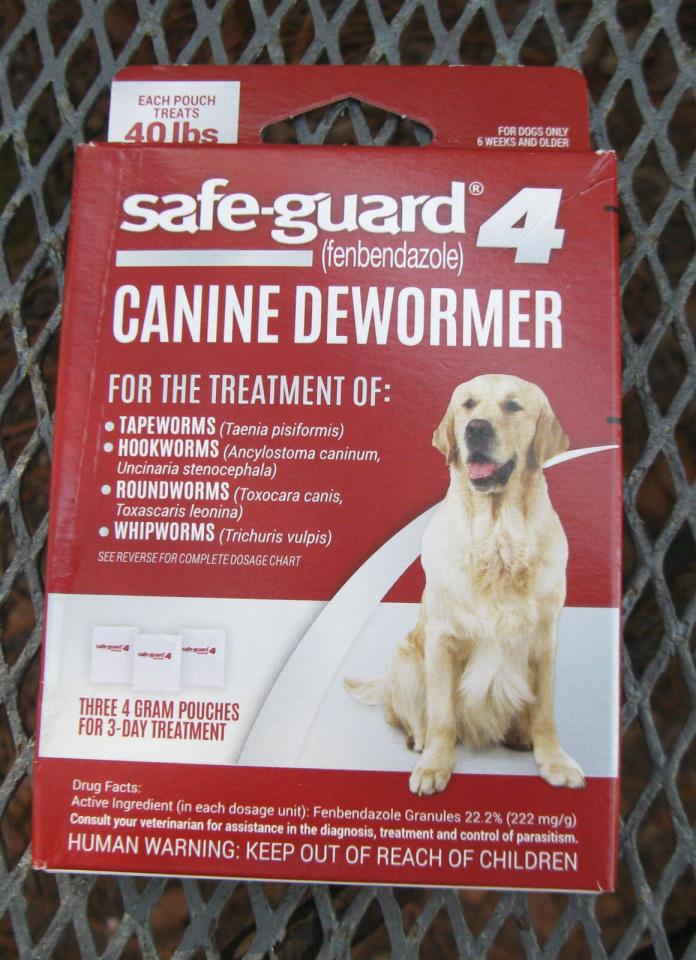 SAFE-GUARD 4 Canine DeWormer (3 pouches 4g each) - Each Pouch Treats 40lbs