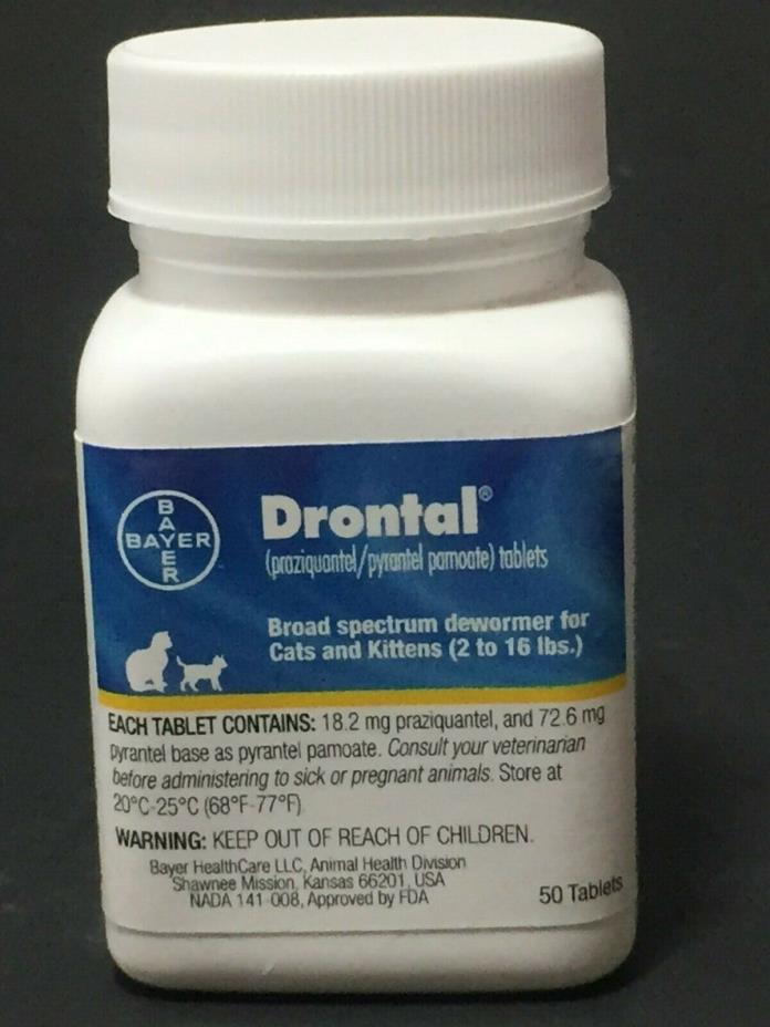 Bayer Drontal Broad Spectrum Dewormer 50 Tablets - Cats & Kittens 2-16 lbs - NEW