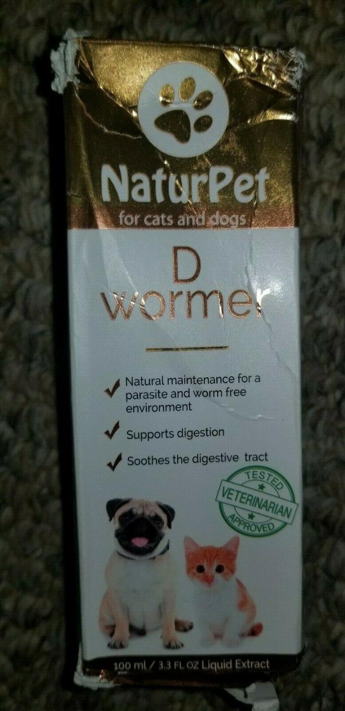 Naturpet D Wormer 100% Natural, Safe Effective Dewormer Dogs and Cat EXP 05/24