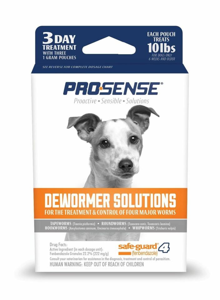 Pro-Sense Dog Dewormer Solutions Safe-Guard 3 Day Treatment Tapeworm Small Dog