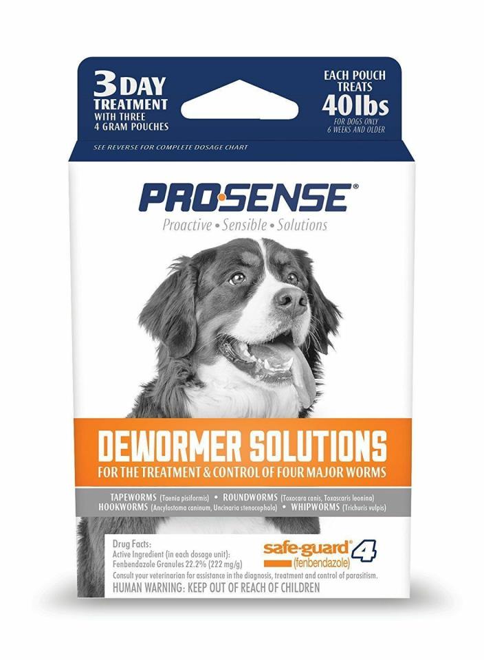 Pro-Sense Dog Dewormer Solutions Safe-Guard 3 Day Treatment Tapeworm Roundworm