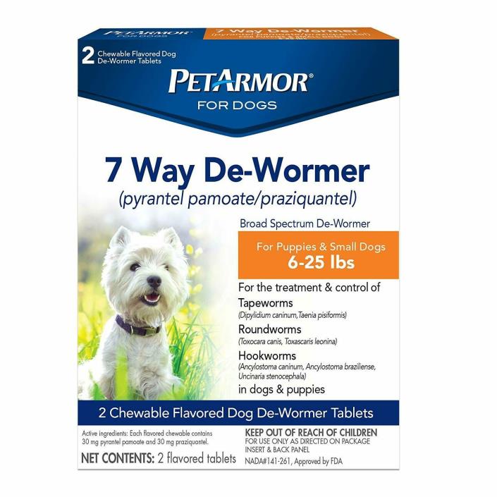 PETARMOR 2 Count 7 Way Wormer Capsules for Dogs, Small