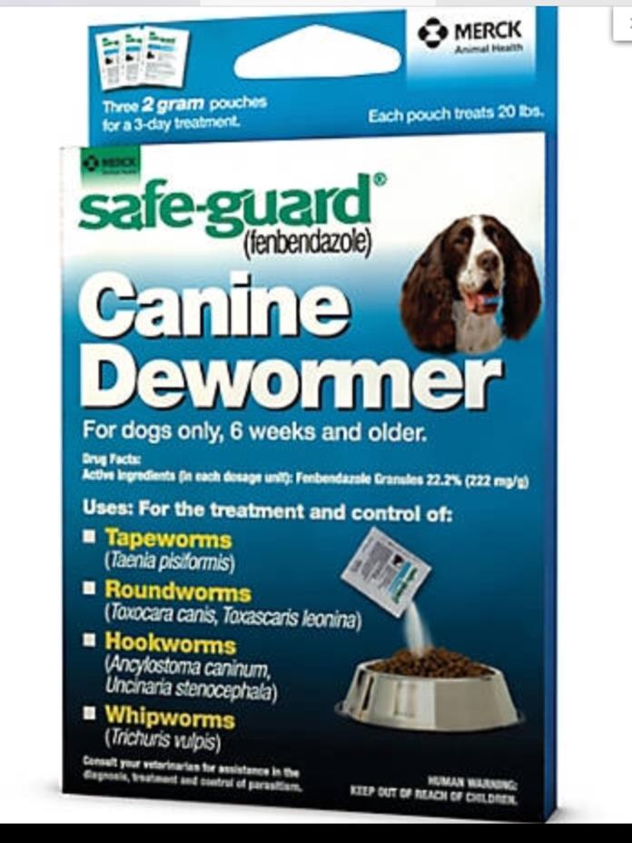 DOG Safe-Guard fenbendazole Canine Dewormer (8 in 1) Treats 20 lb PANACUR