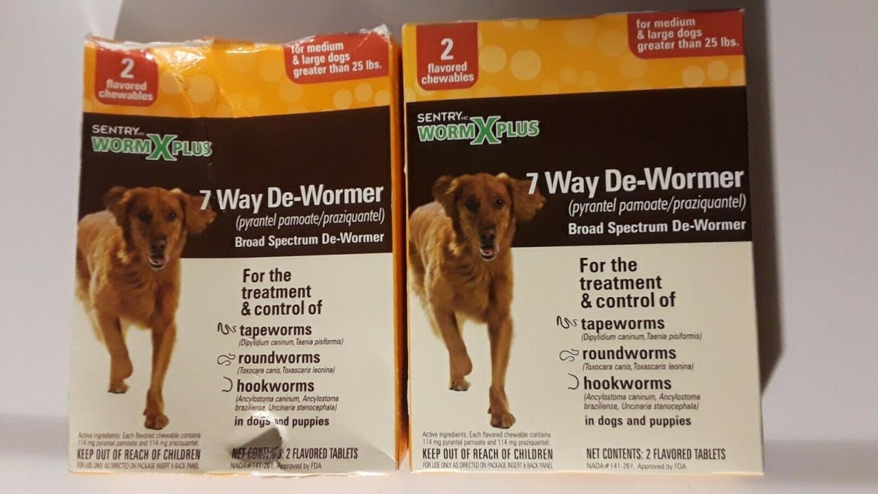 SENTRY WORM X PLUS 7 WAY DEWORMER LARGE DOGS 25 LBS (4 CHEWABLE TABLETS)