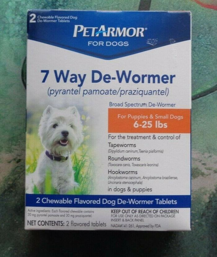 PetArmor Dog Wormer, 6-25 lbs NEW EXP 11-2020 Puppies and Small Dogs