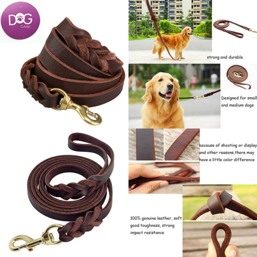 Training Lead Handmade Braided 8 Ft Genuine Leather Dog Leash Burgundy MEDIUM