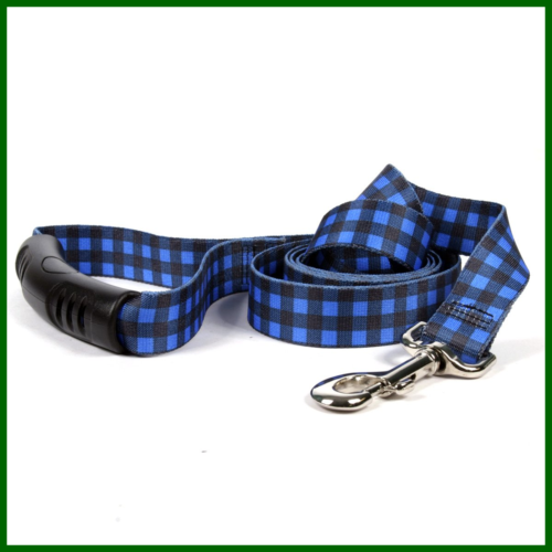 Buffalo Plaid BLUE EZ Grip Dog Leash W Comfort Handle