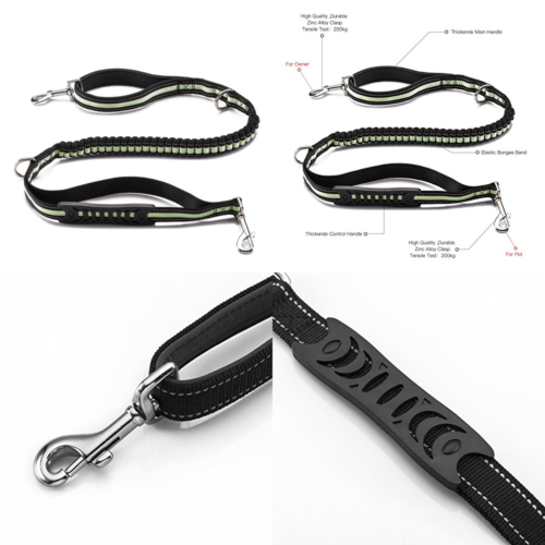 Hands Free Dog Leash Premium Running Lightweight Reflective Bungee W Belt & Coll