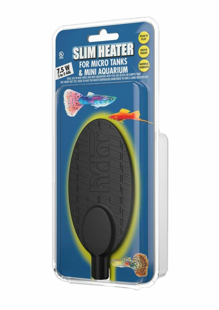 Hydor Slim Heater for Bettas, Bowls and Aquariums 7.5 Watt, Oval, up to 5 gal