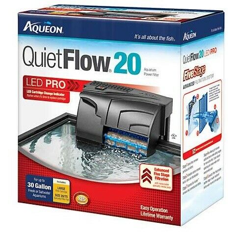 Aqueon QuietFlow LED PRO 20 Aquarium Power Filter up to 30 gal NEW